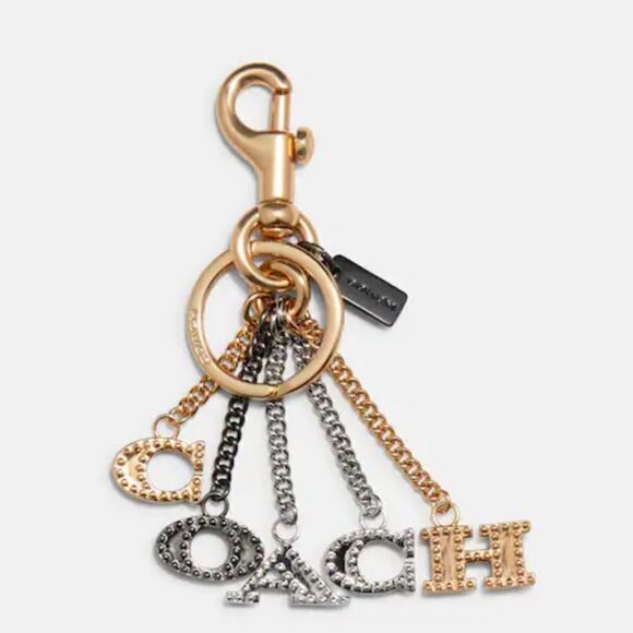 Coach multi chain logo spellout signature metal keychain/bag charm nip - Picture 1 of 6
